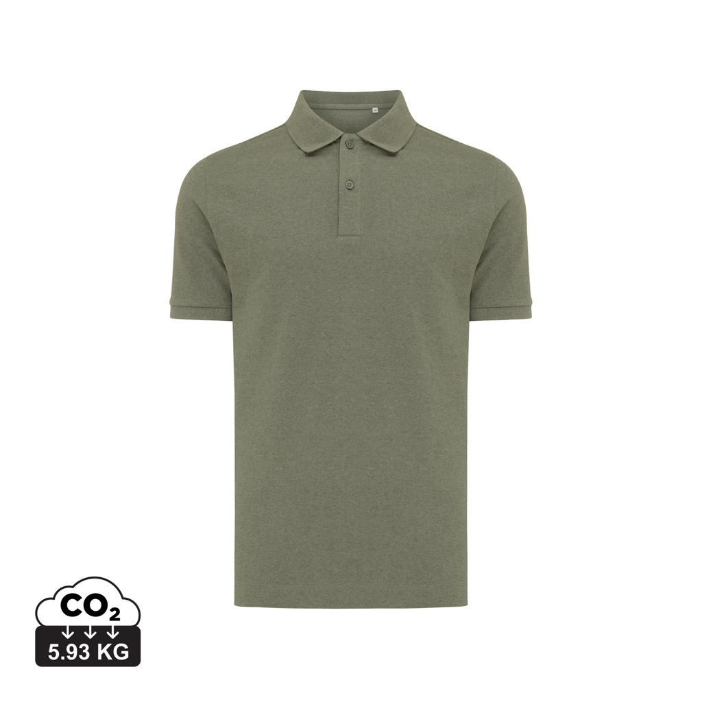 Polo publicitaire unisexe en coton recyclé 220g Iqoniq Yosemite heather green